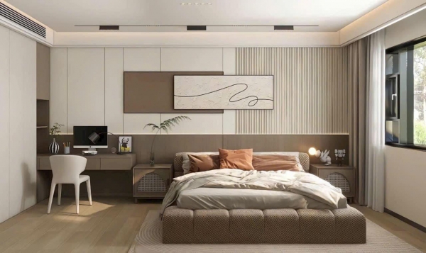 Ốp tường phòng ngủ đẹp với tấm ốp than tre – xu hướng nâng tầm không gian sống