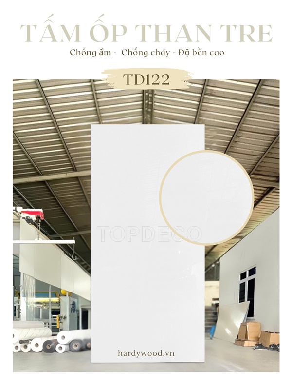 Tấm ốp than tre màu trắng mã TD122