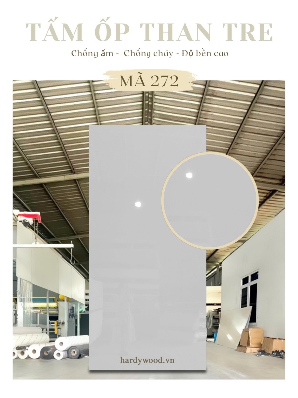 Tấm ốp than tre màu ghi bóng mã TD272